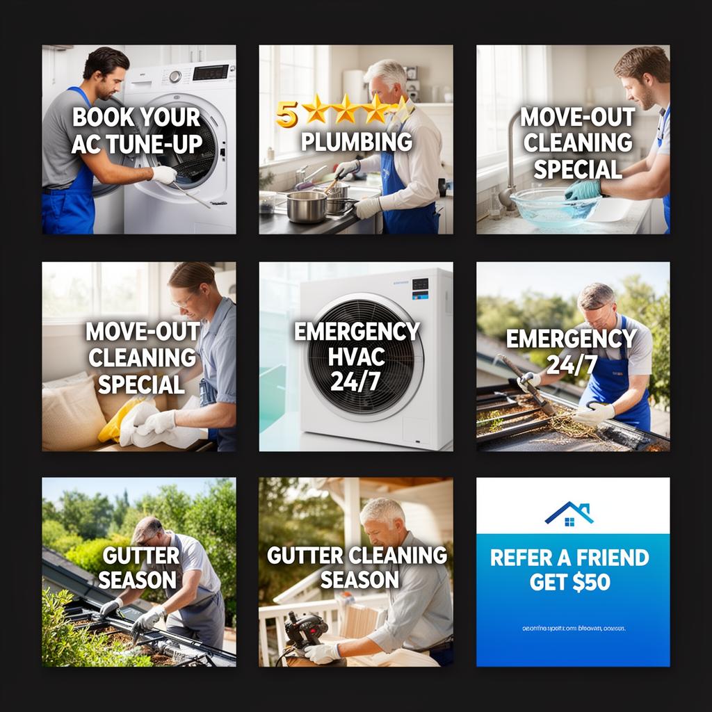 Examples of generated social media posts for home service businesses